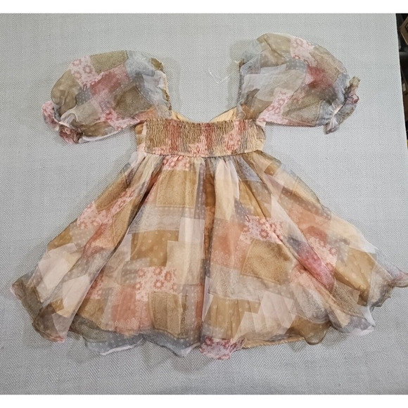 Fab'rik Fiarycore Empire Waist Dress Size Large Fall Colors Bubble Sleeves Y2K - Picture 8 of 14